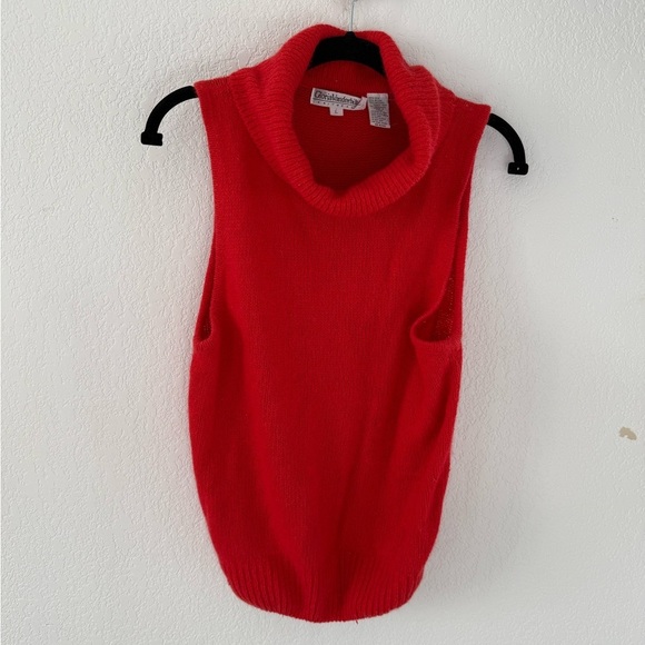 Gloria Vanderbilt Sweaters - Vintage Gloria Vanderbilt silk and wool Vibrant Red Sleeveless Cowl Neck Sweater